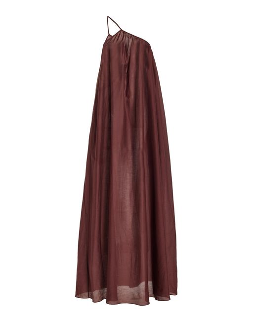Matteau Purple Asymmetric Organic Cotton-silk Maxi Dress
