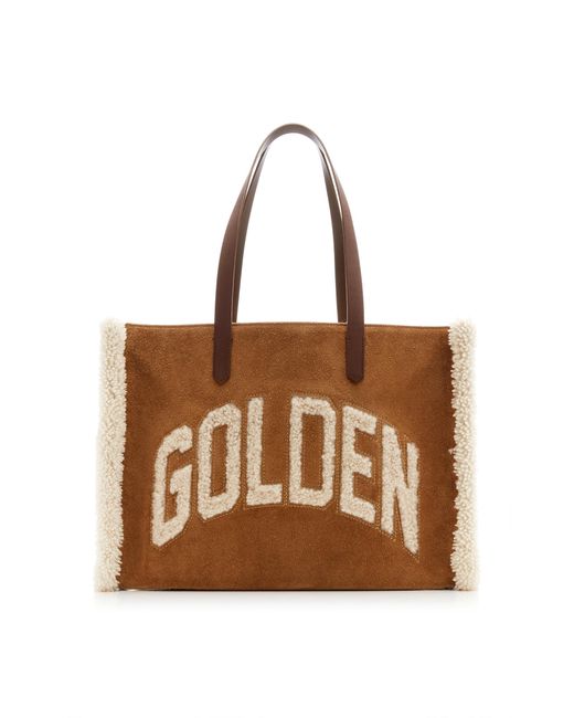 Golden Goose Deluxe Brand Brown California Shearling-trimmed Suede Tote