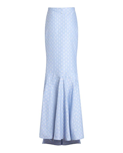 Etro Blue Patterned Cotton Fishtail Maxi Skirt