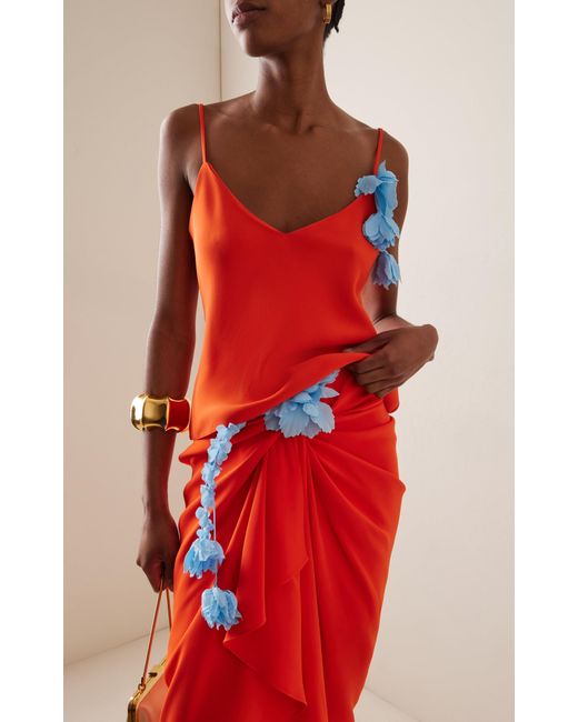 Rosie Assoulin Orange You Glad Floral-garland Silk Top
