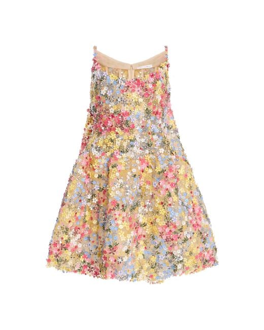 Oscar de la Renta White Hoya Flowers Sleeveless Cocktail Mini Dress