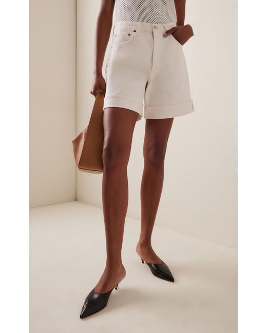 Agolde White Dame High-rise Denim Shorts