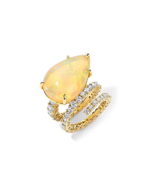 Mindi Mond New York Metallic Opal And Diamond Spiral Ring