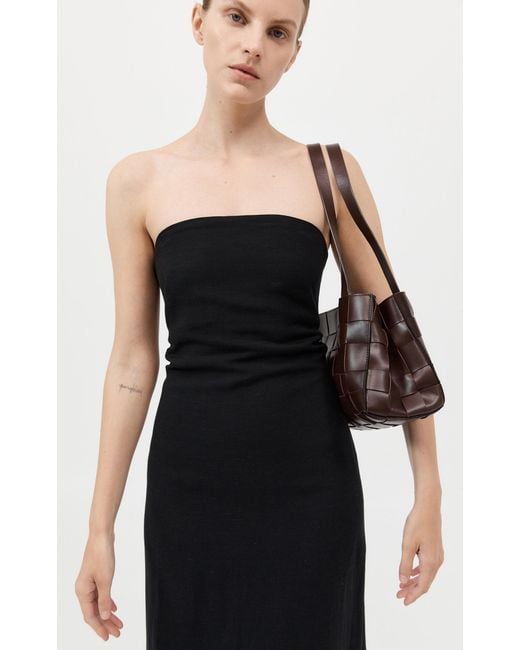 St. Agni Slim Woven Leather Tote Bag in Brown | Lyst