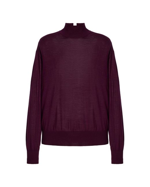 Another Tomorrow Purple Wool Turtleneck Sweater