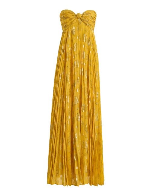 Alexis Yellow Soleil Knotted Fil Coupé Gown
