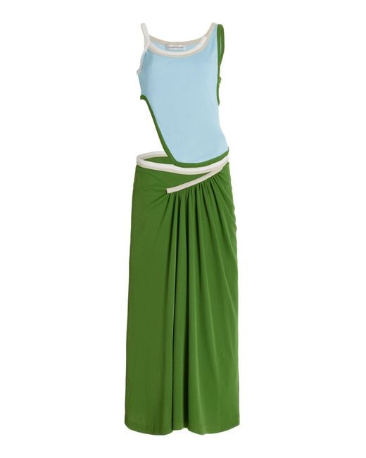 Christopher Esber Green Asymmetric Cutout Jersey Maxi Dress