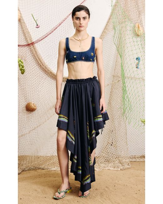 ALÉMAIS Natural Celestine Embellished Denim Bandeau Top