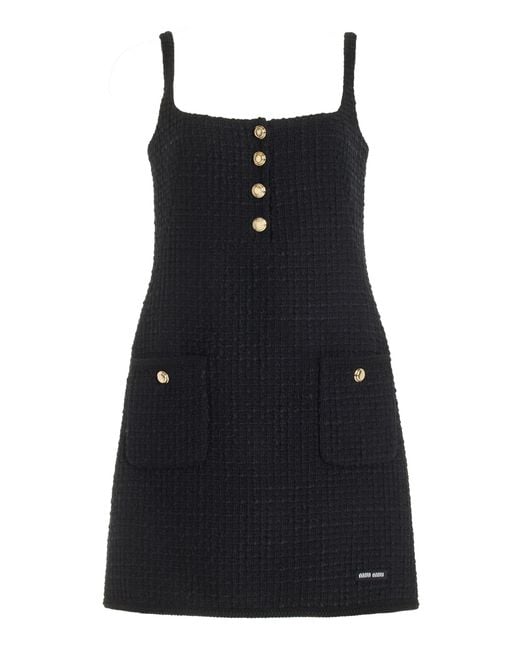 Miu Miu Black Tweed Wool-blend Mini Dress