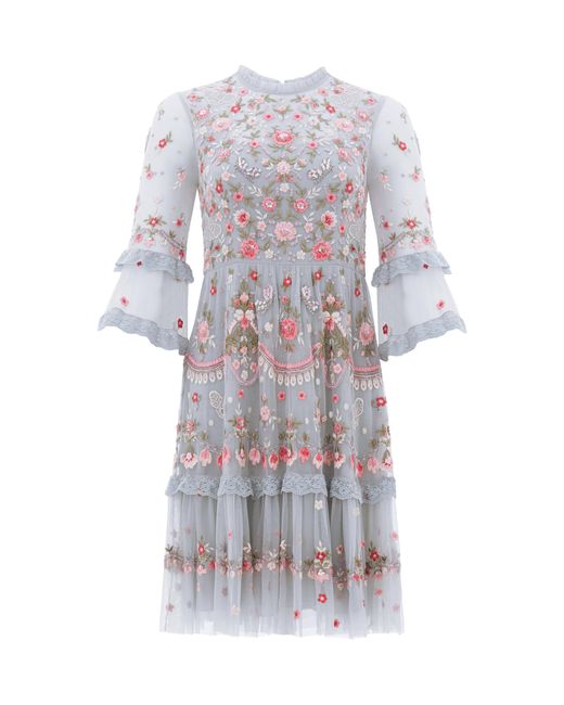 Needle & Thread Butterfly Meadow Embroidered Tulle Dress in Blue - Lyst