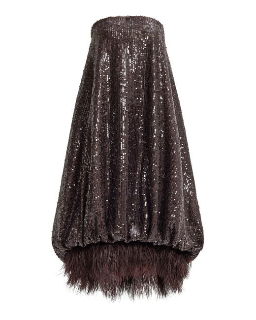 Aje. Brown Elysian Sequin Midi Dress