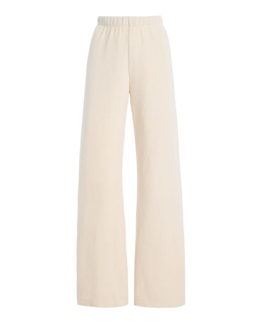 Suzie Kondi White Zephyra Velour Straight-Leg Pants
