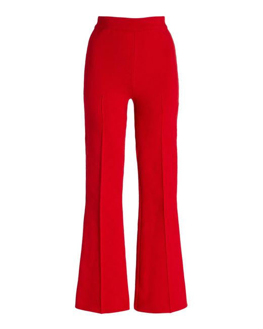 High Sport Kick Stretch-cotton Knit Cropped Flared Pants