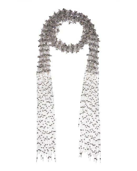 Dries Van Noten White Scarf Necklace With Fringes