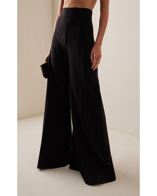 Carolina Herrera Black Diane High-Rise Wool Wide-Leg Pants
