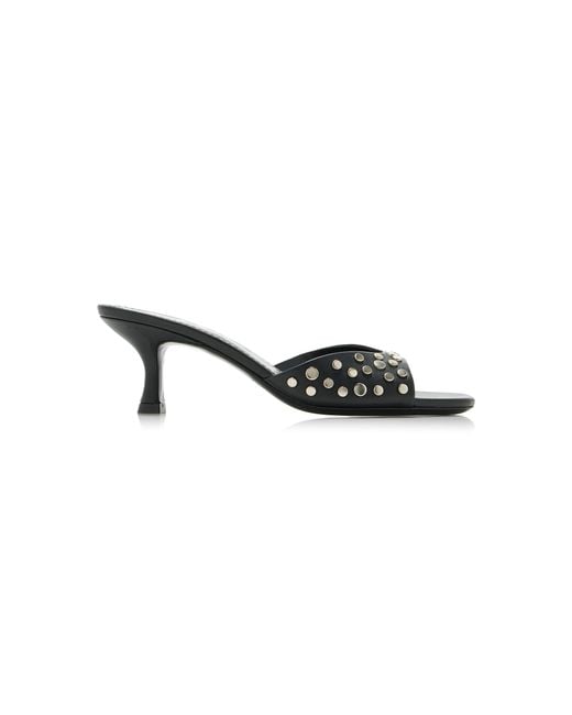 Staud Black Brigitte Studded Leather Mules