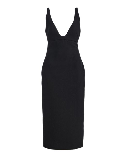 Brandon Maxwell Black The Roxie Wool-Silk Sheath Dress