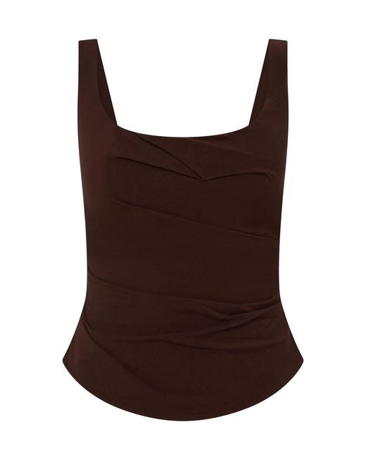 St. Agni Brown Cotton-Blend Draped Bodice