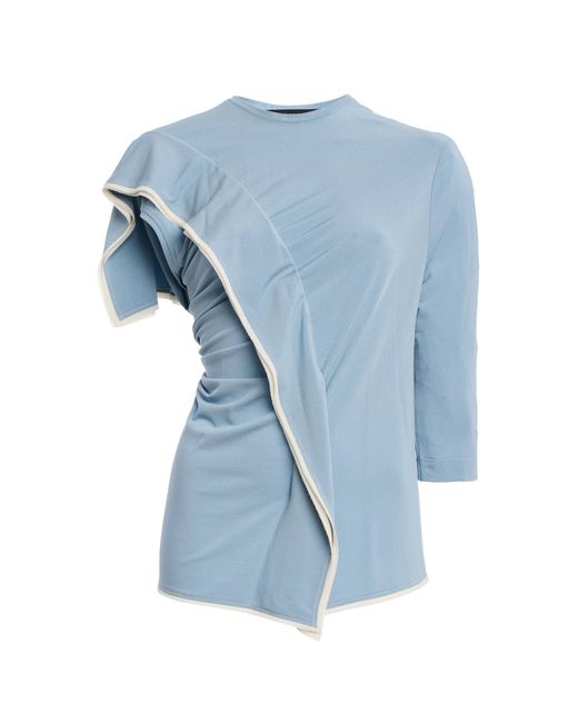 Ashlyn Blue Shikaku Draped Jersey Top