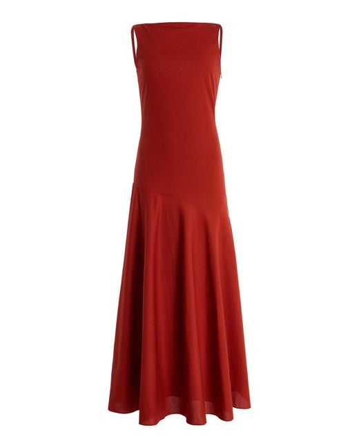 Adam Lippes Red Ren Cotton-Poplin Dress