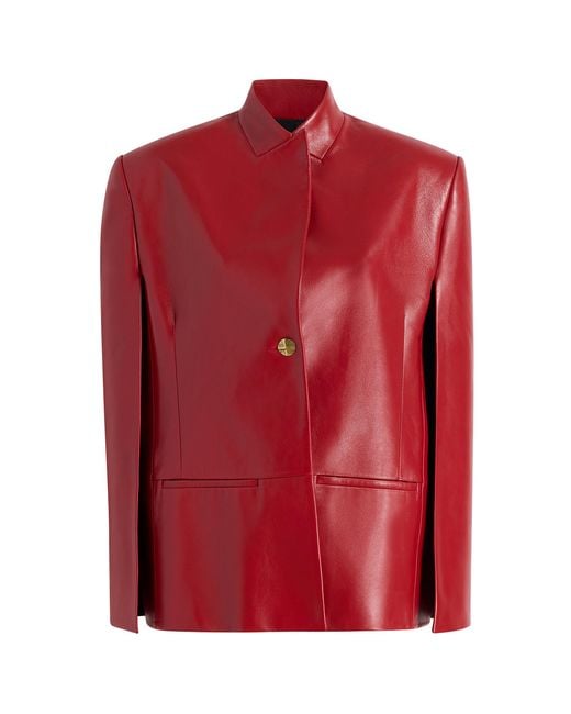 Khaite Red Dolso Cape-Sleeve Plonge Leather Jacket