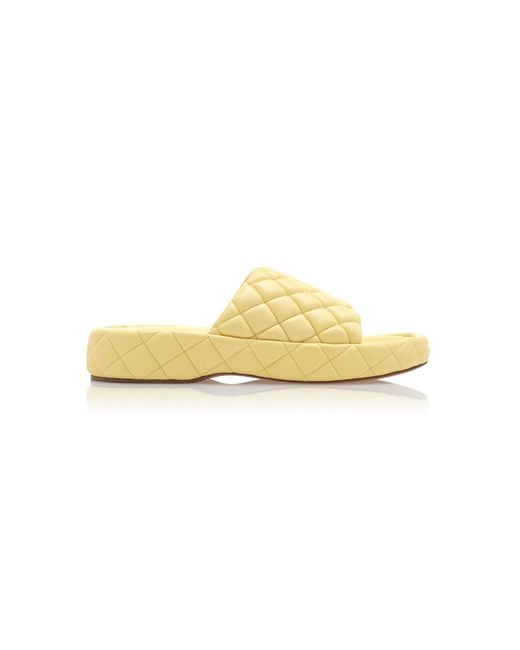 Bottega Veneta Yellow Padded Matelasse Slide Sandals