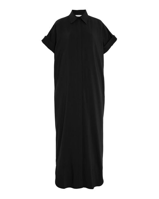 Brandon Maxwell Black The Emory Relaxed Twill Shirt Midi Dress