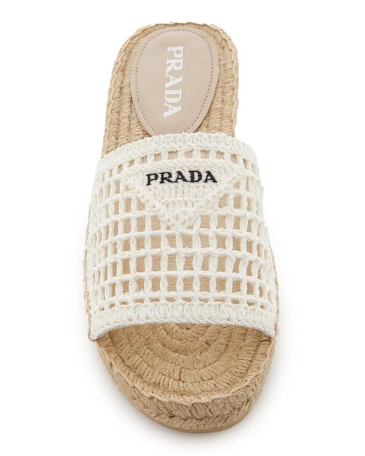 Prada White Crocheted Sandals