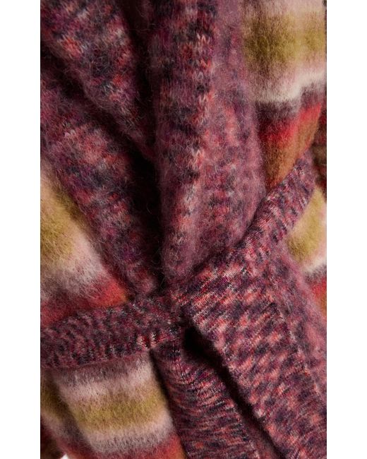 Zankov Red Justin Striped-Knit Maxi Coat
