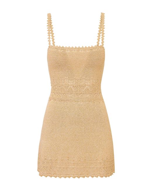 LoveShackFancy Natural Jennette Crocheted Mini Dress