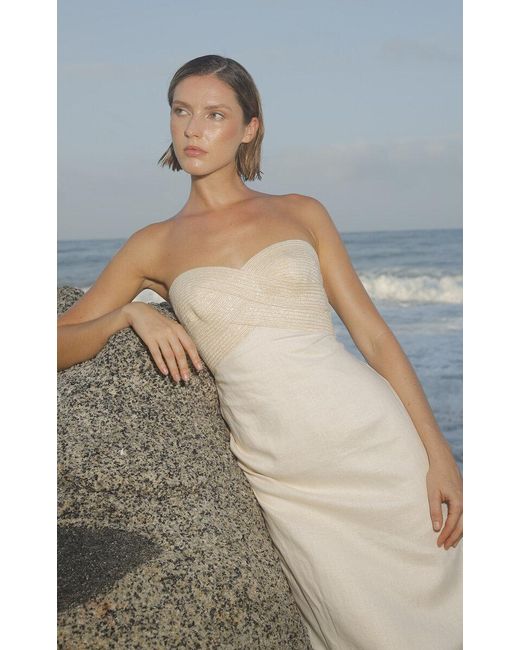 ANDRES OTALORA Gray Culotte Linen Maxi Dress