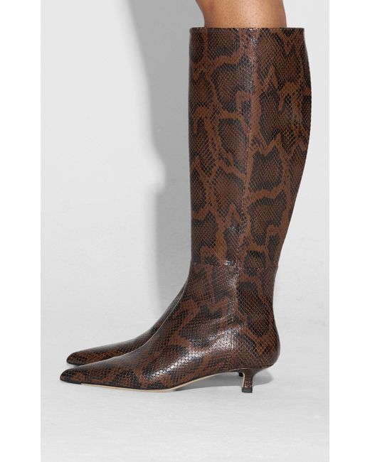 Aeyde Brown Sabrina Snake-Effect Leather Knee Boots