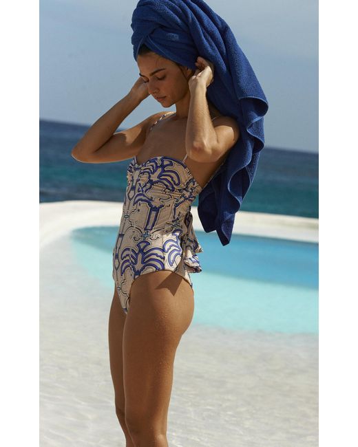 Johanna Ortiz Blue Lagoon Lure Bustier One-piece Swimsuit