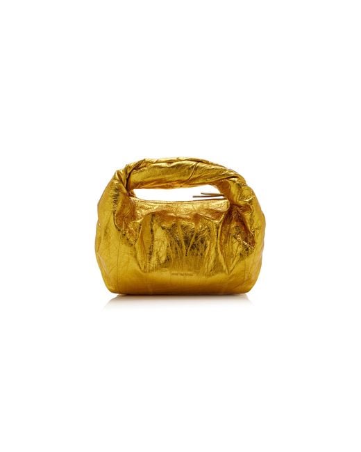 Dries Van Noten Yellow Twist Metallic Leather Bag
