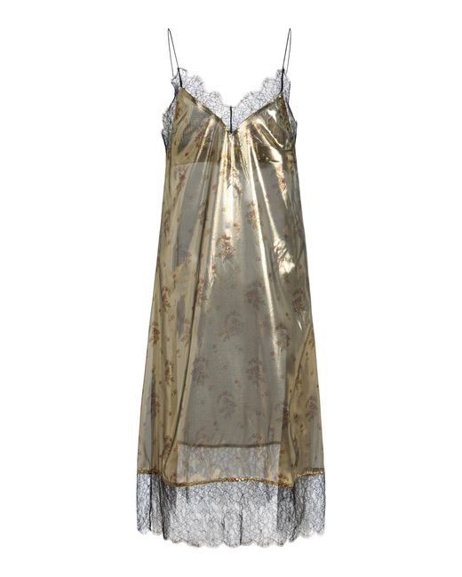 Franchise Natural Layla Silk-Lurex Midi Slip Dress