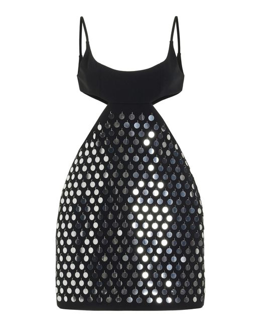 David Koma Black Mirror Sequined Cutout Mini Dress