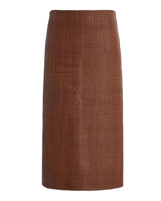 St. Agni Brown Woven Leather Skirt Exclusive