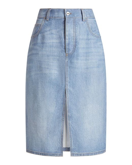 Bottega Veneta Blue Denim-printed Midi Skirt