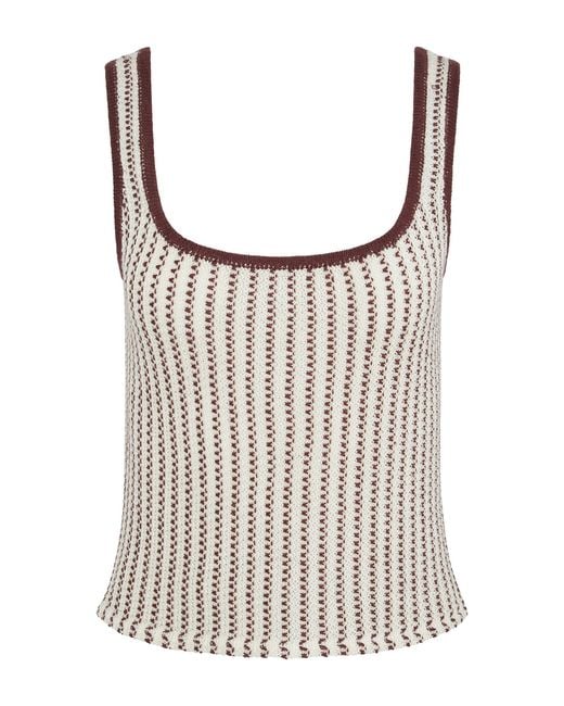 Onia Brown Crochet Knit Square Neck Tank