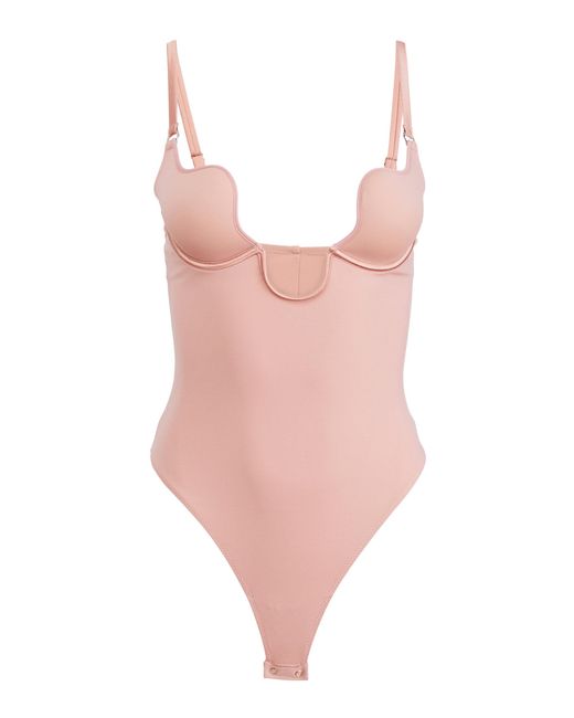 Fleur du Mal Pink Le Stretch Micro Plunge Bodysuit