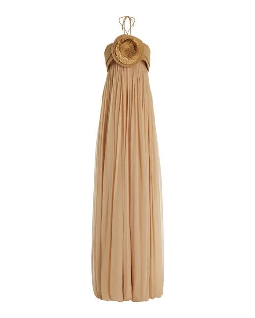 Alexis Mallorie Chiffon Halter Maxi Dress in Natural