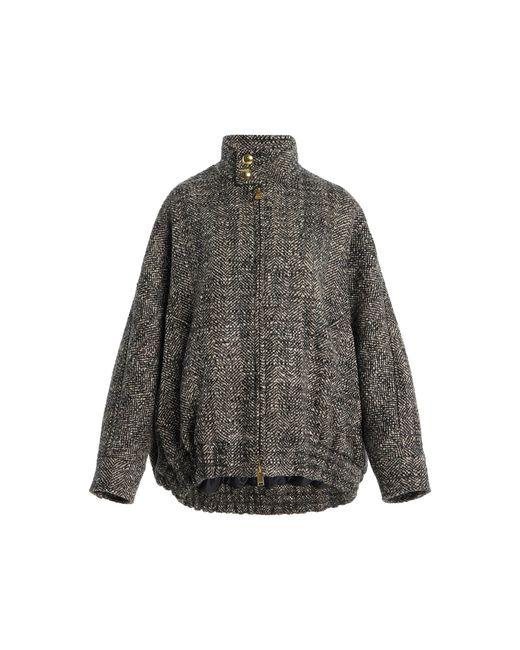 DARKPARK Gray Lee Herringbone Wool Bomber Jacket