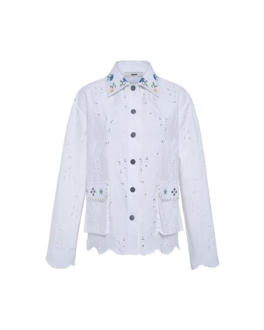 Siedres Blue Elodie Cotton-Blend Embellished Jacket