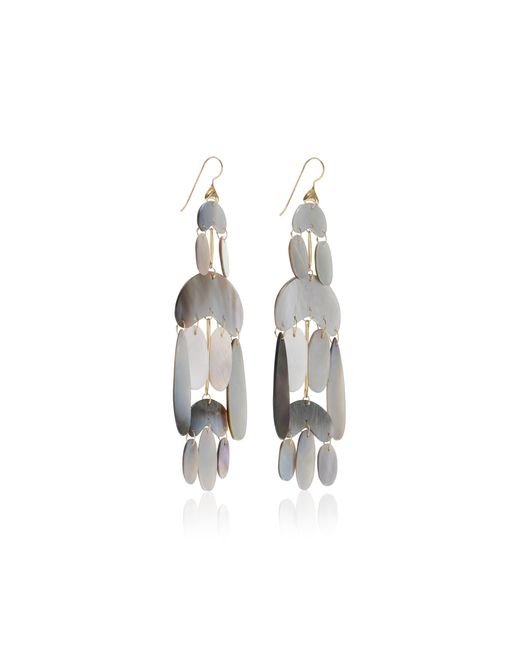 ten thousand things white Extra large 18k Yellow Gold Mother of pearl Chandelier Earrings