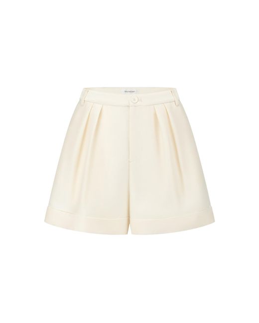 Into The East Natural Wool-Silk Cuffed Shorts