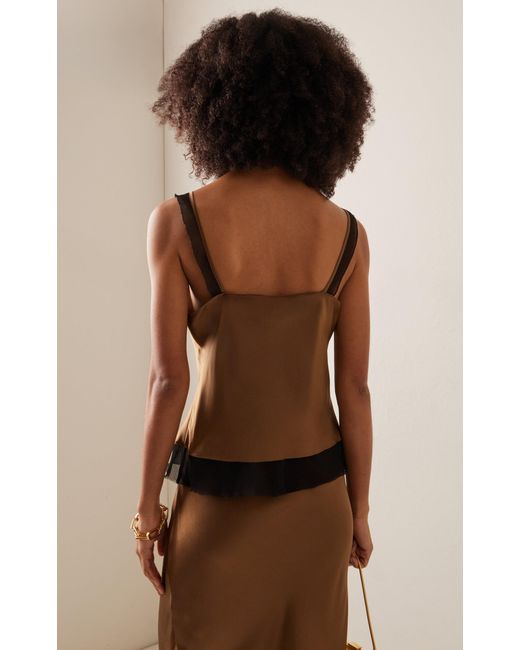 THE GARMENT Brown Catania Mesh-trimmed Silk Tank Top