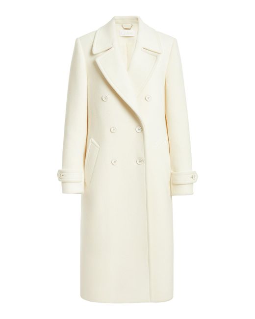 Chloé White Woven Double-breasted Trench Coat