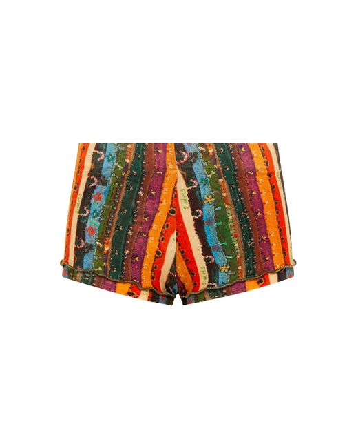 Siedres Red Afra Printed Jersey Mini Shorts
