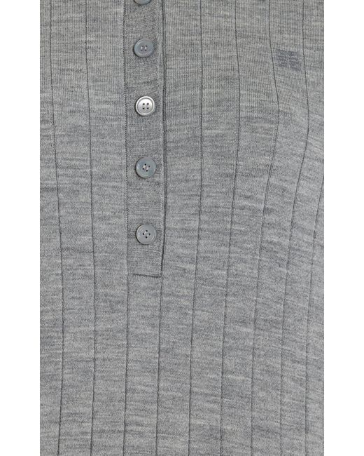 Givenchy Gray Knit Wool-blend Polo Top