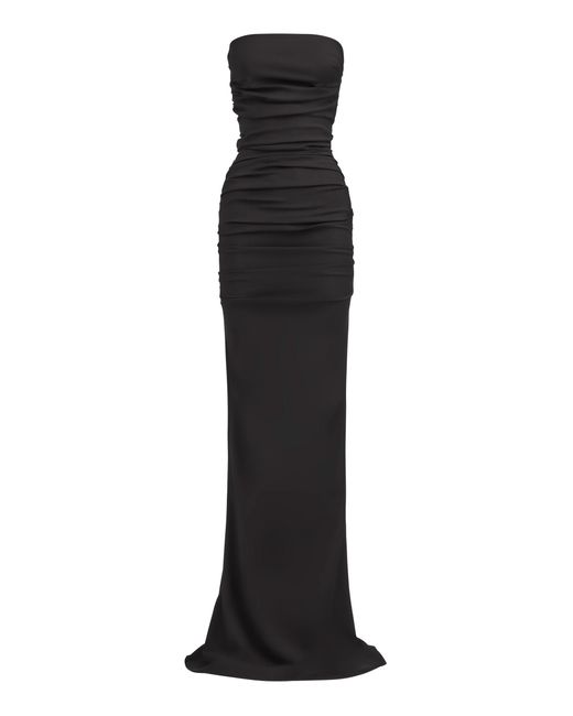 Maticevski Black Intoxicate Ruched Cotton-blend Maxi Dress